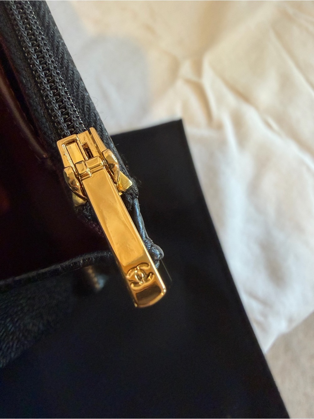 βSOLDβ CHANEL Black Quilted Caviar Leather Wallet On Chain with Gold Hardware - Picture 10 of 12